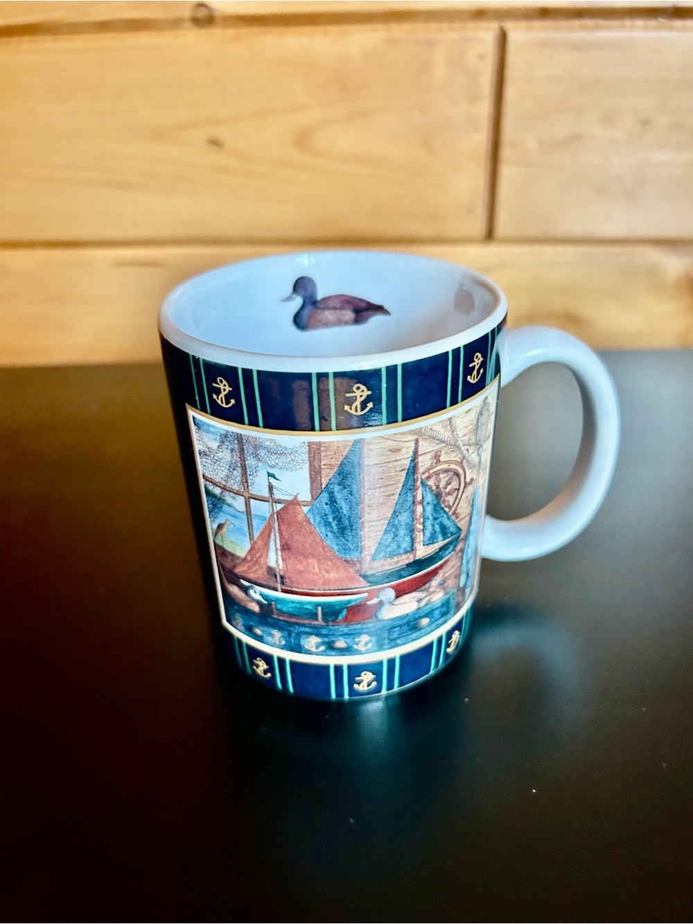 Lange Nautical Sailboat Ceramic Mug - Blue, Navy, White